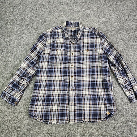 Carhartt‎ Button Down Shirt Multicolor 2XL Men Work Plaid Trumbull Relaxed Fit - Picture 1 of 10